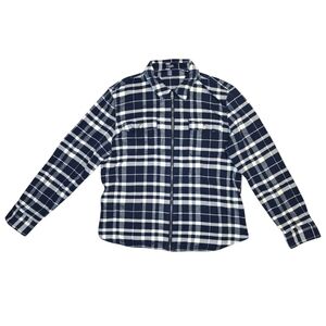 Chaps Denim Plaid Flannel Shirt Women's XL Full Zip Long Sleeve Shacket